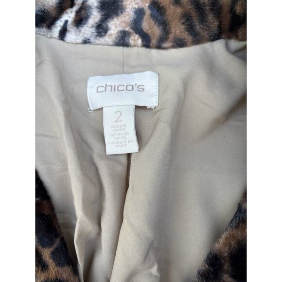 Chico’s Size 2 Leopard Print Faux Fur Coat Animal Print Jacket - Picture 3 of 5